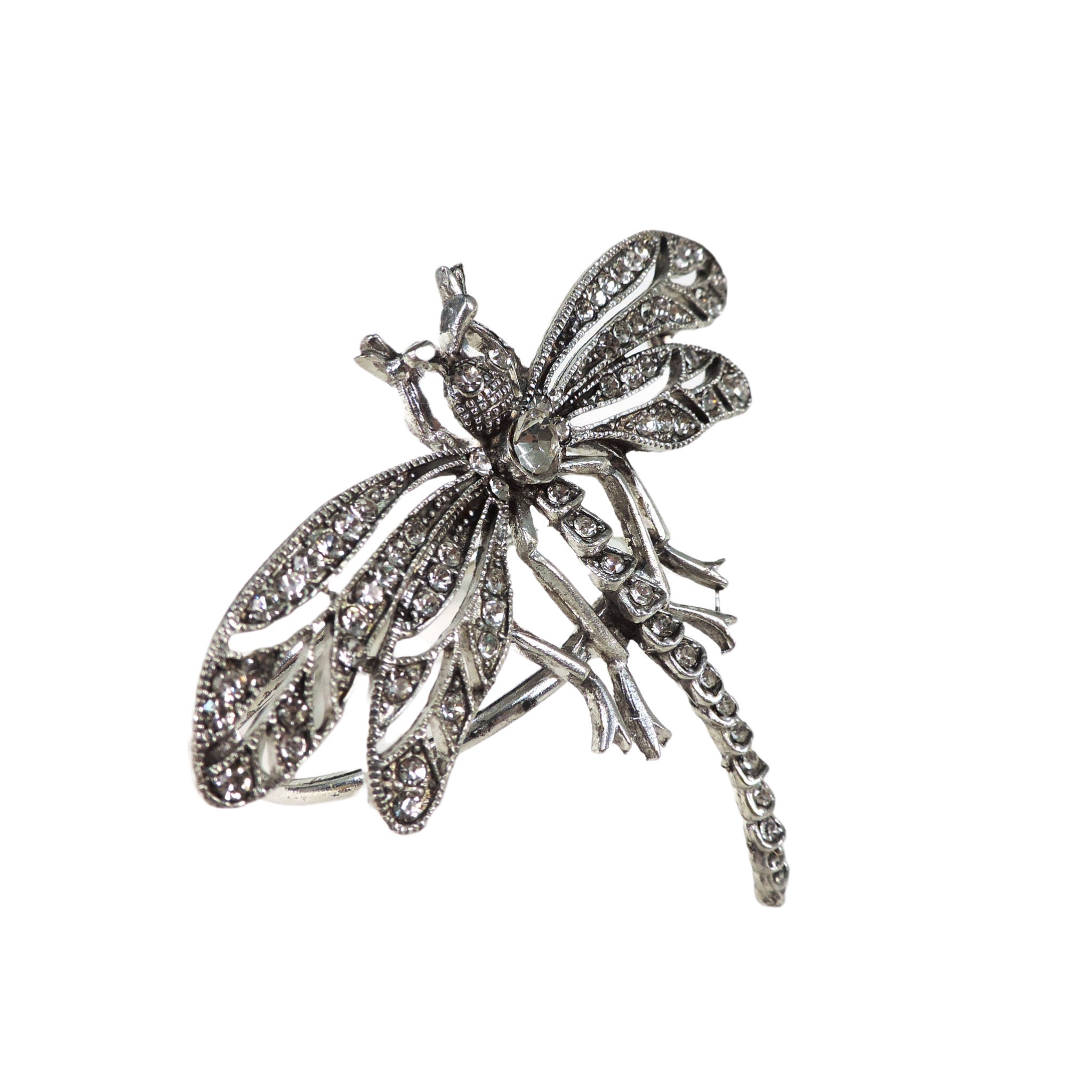 Jeweled Dragonfly Napkin Ring in Silver, Set of 4