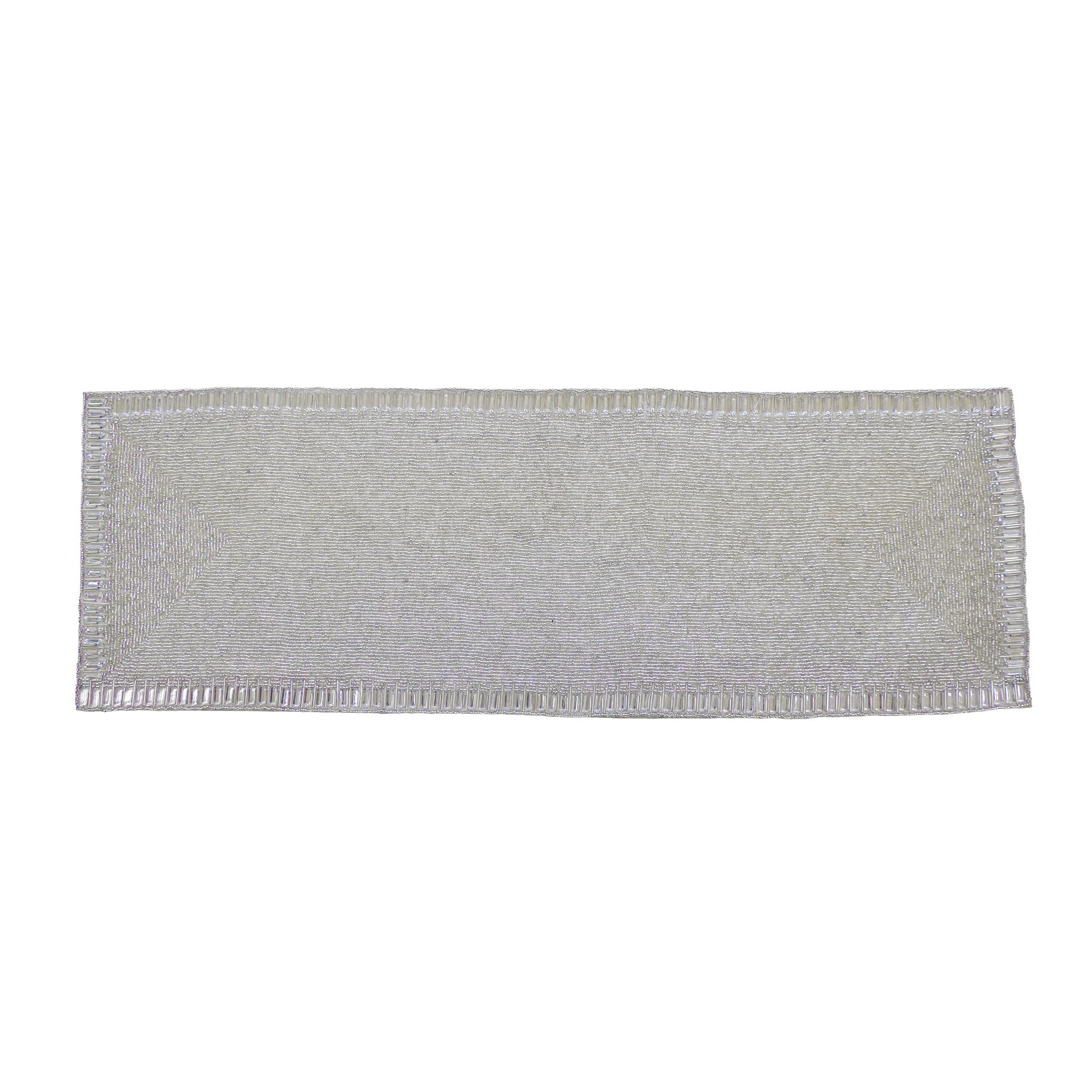 Glam Crystal Bead Embroidered Table Runner in Cream Silver