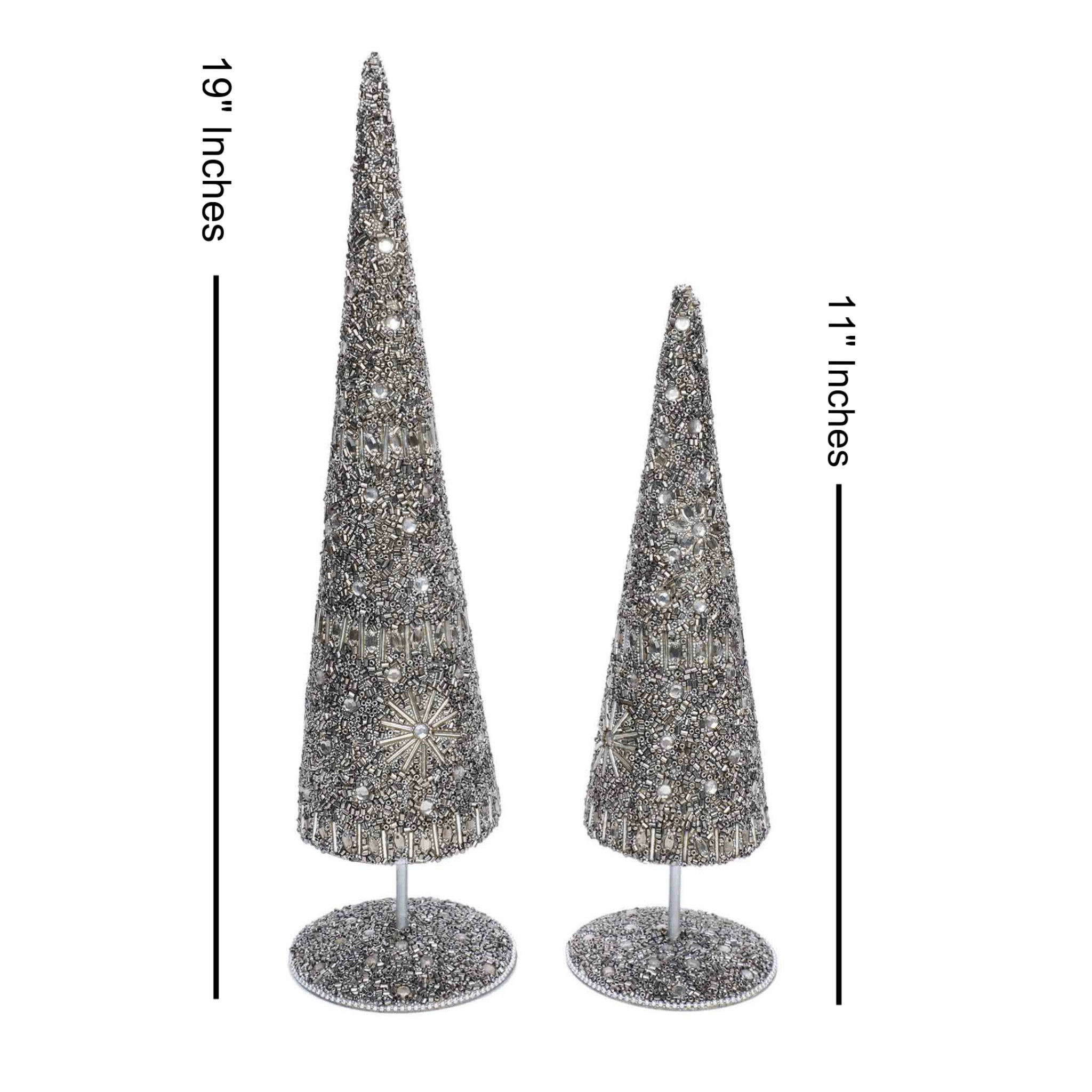Enchanted Christmas Tree Duo in Silver, Set of 2