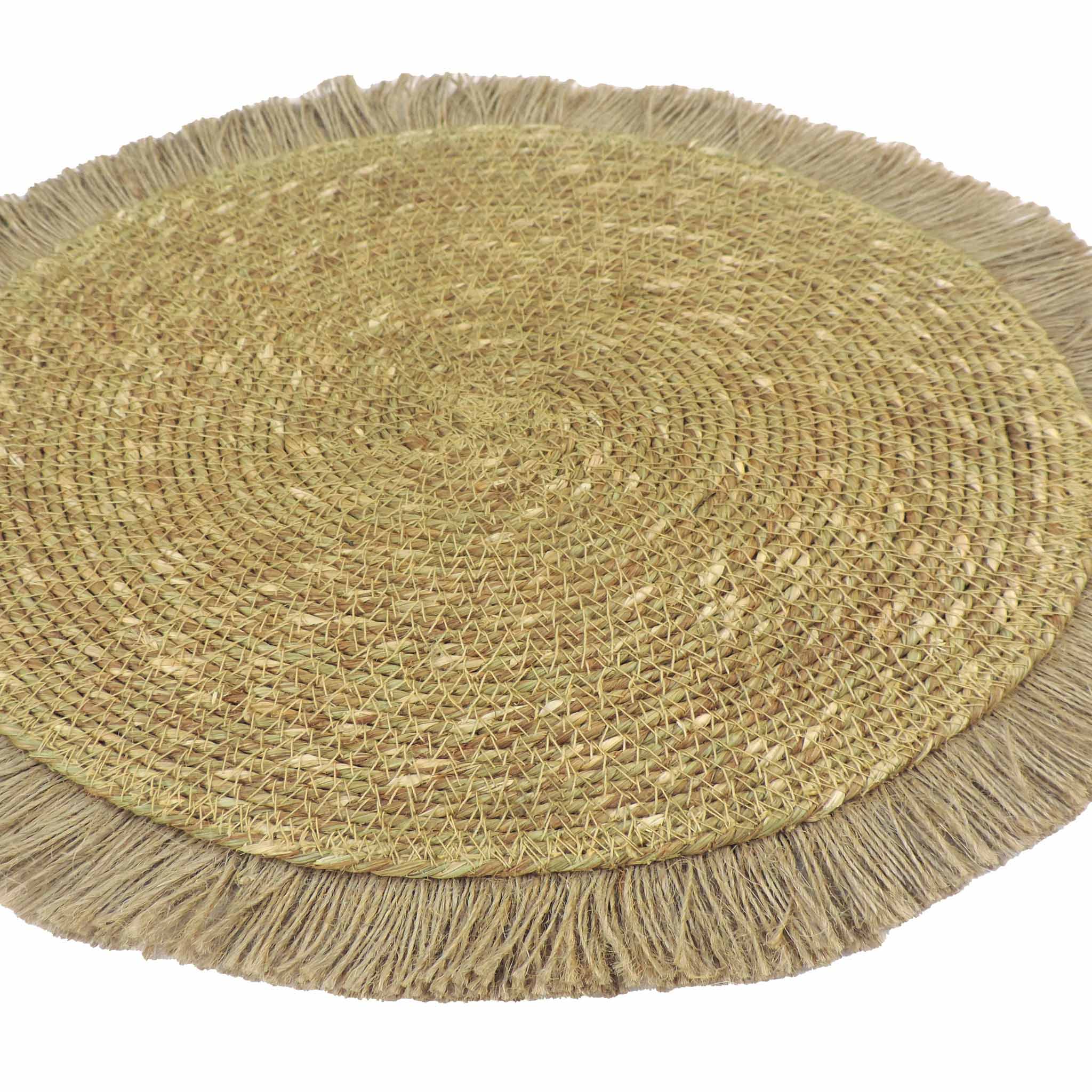 Jute Fringed Edge Placemat in Natural, Set of 2/4
