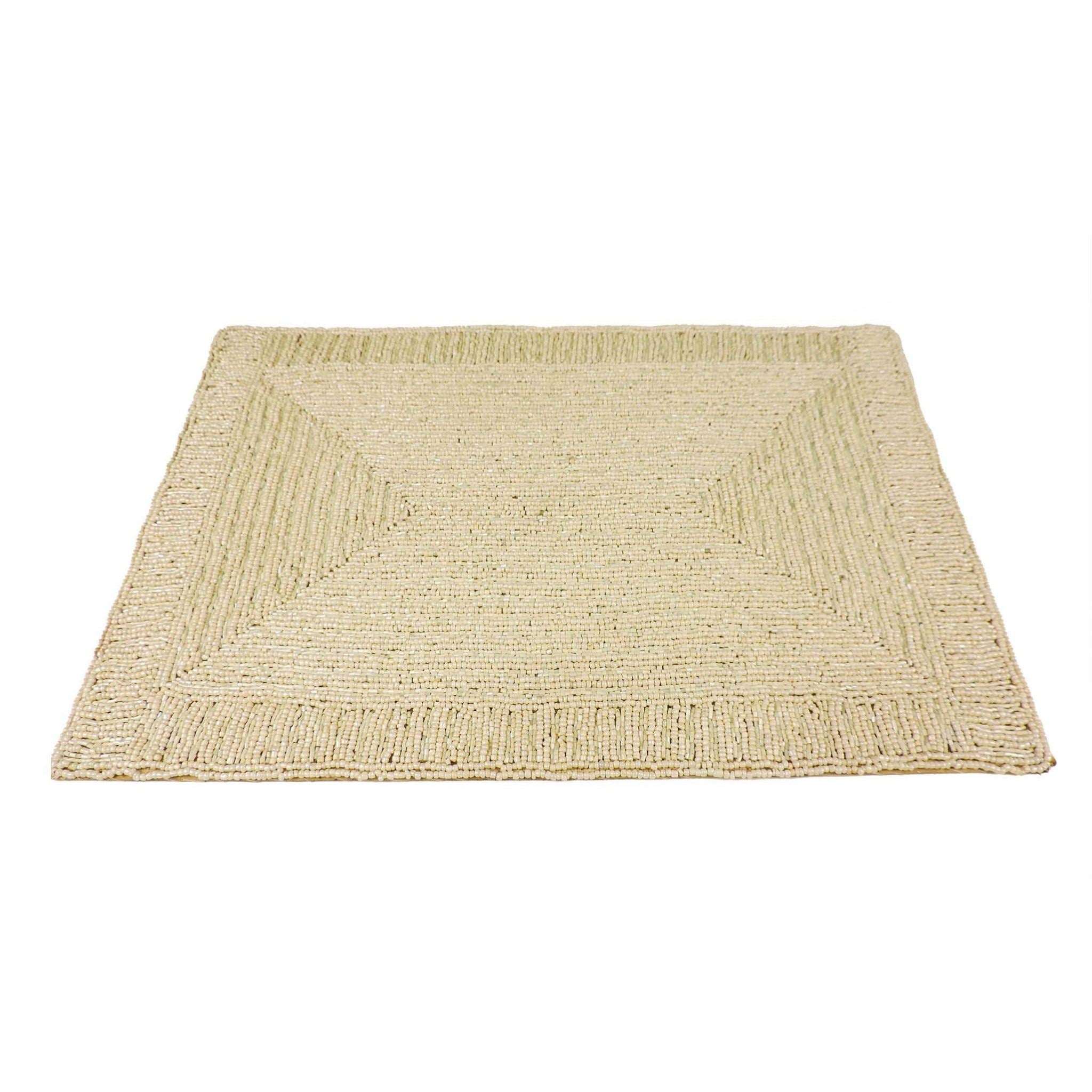 Handmade Bead Placemat in Cream, Set of 2