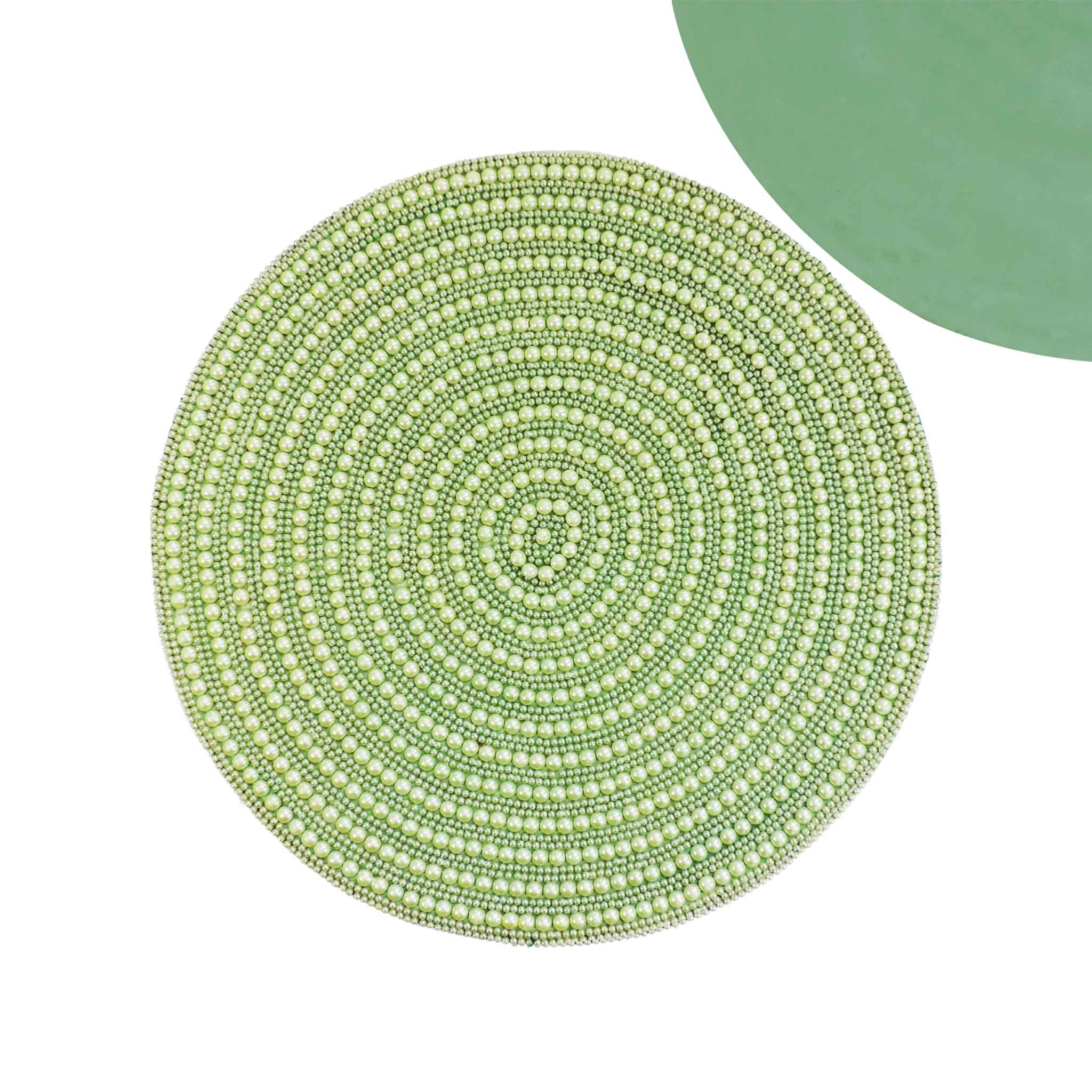 Whirl Bead Embroidered Placemat in Light Green, Set of 2