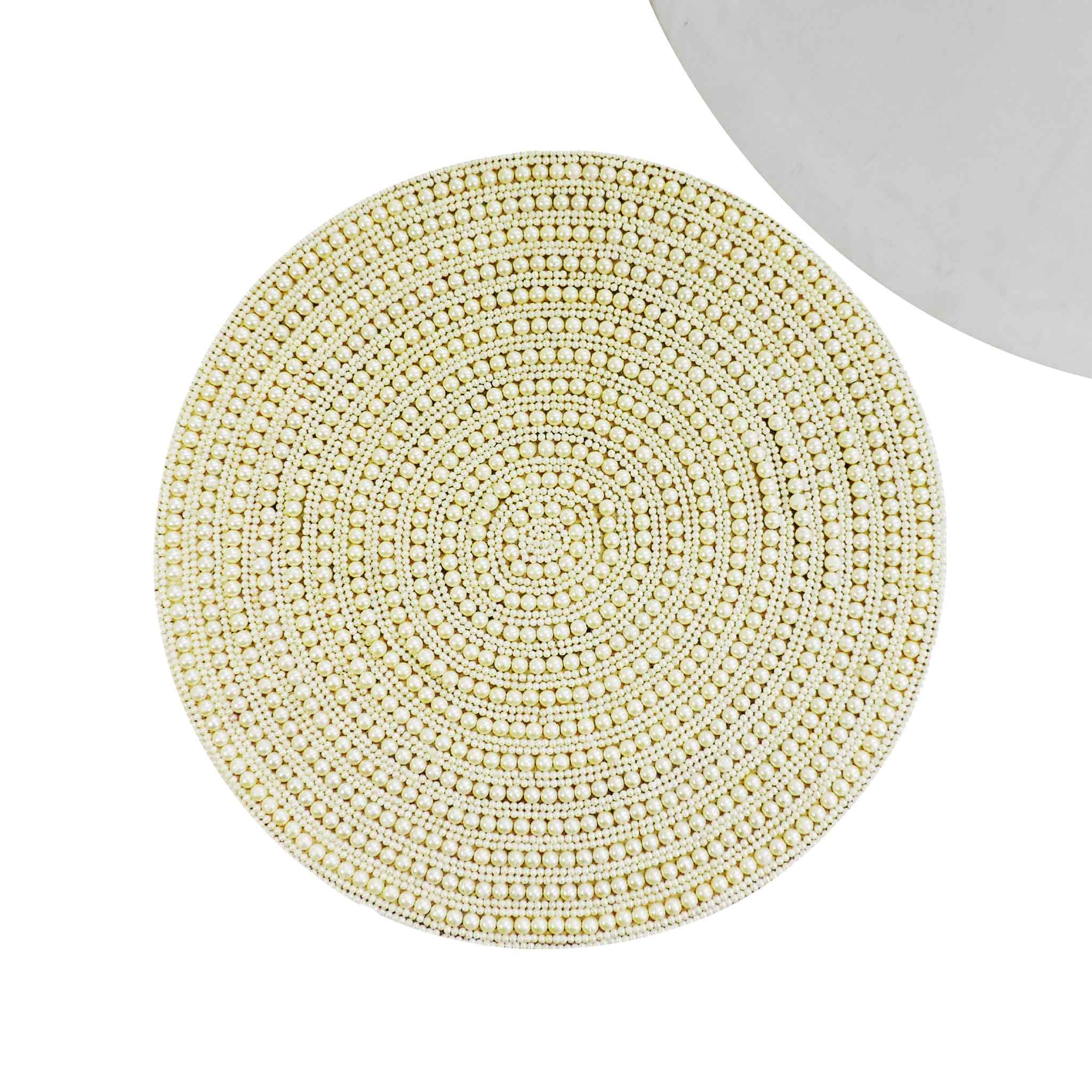 Whirl Bead Embroidered Placemat in Cream, Set of 2