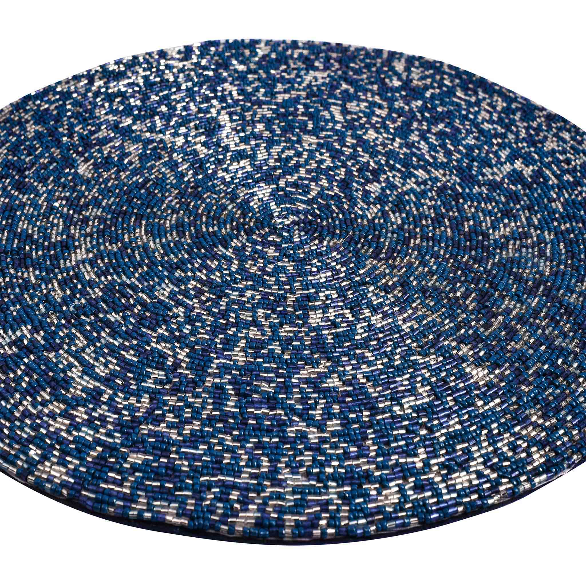 Stardust Beaded Placemat in Blue & Silver, Set of 2