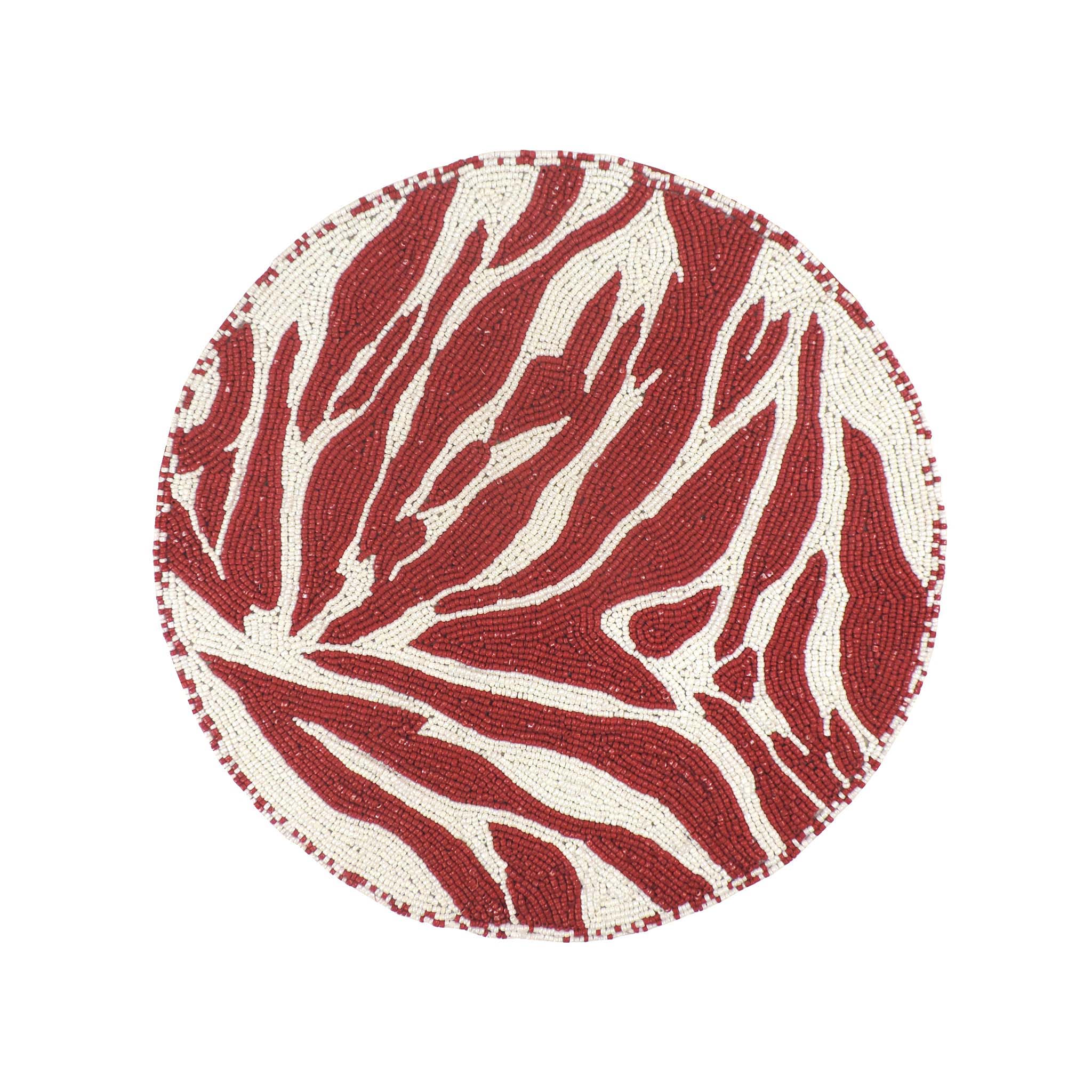 Modern Camo Glass Beaded Placemat in Red & White, Set of 2