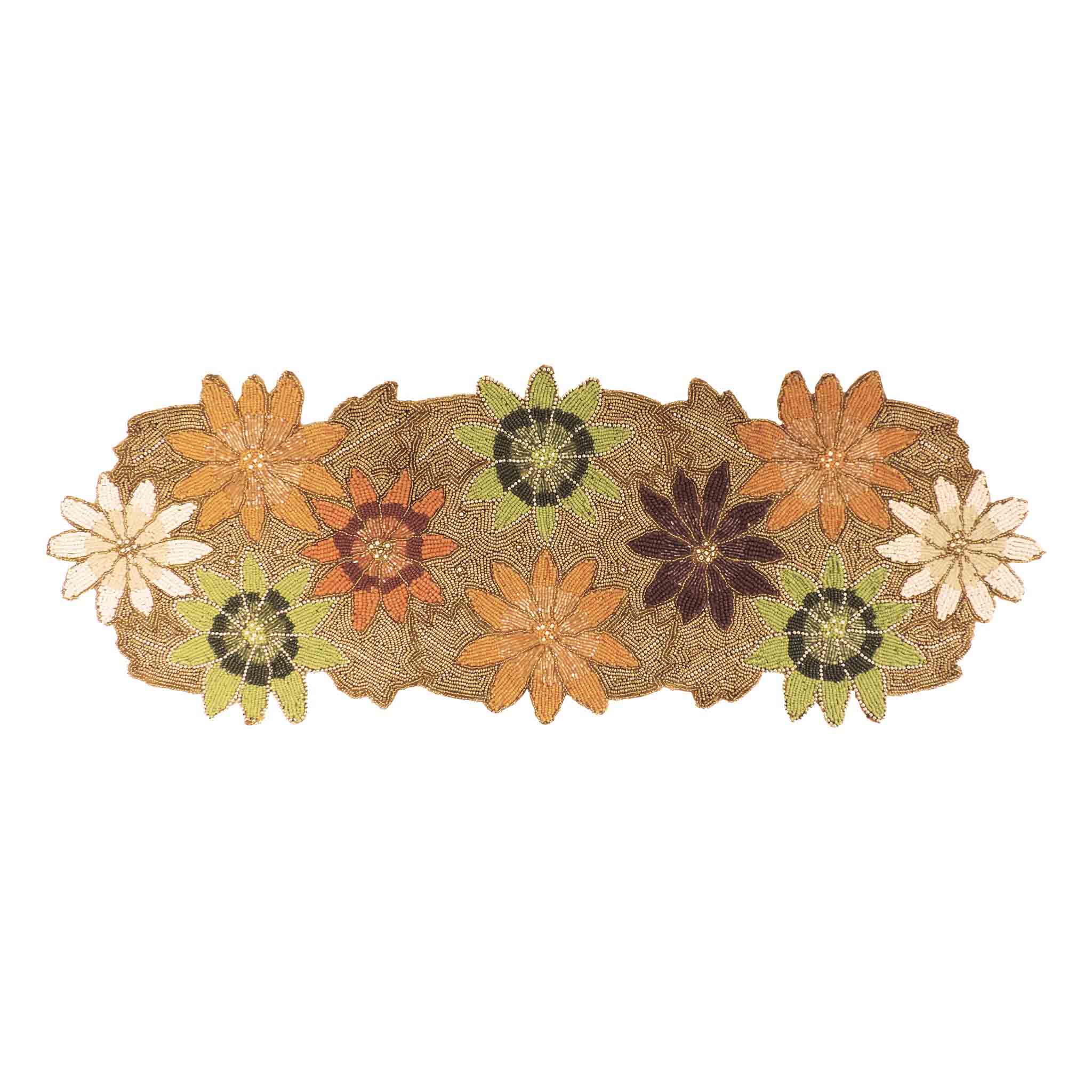 Autumnal Bead Embroidered Table Runner in Multi