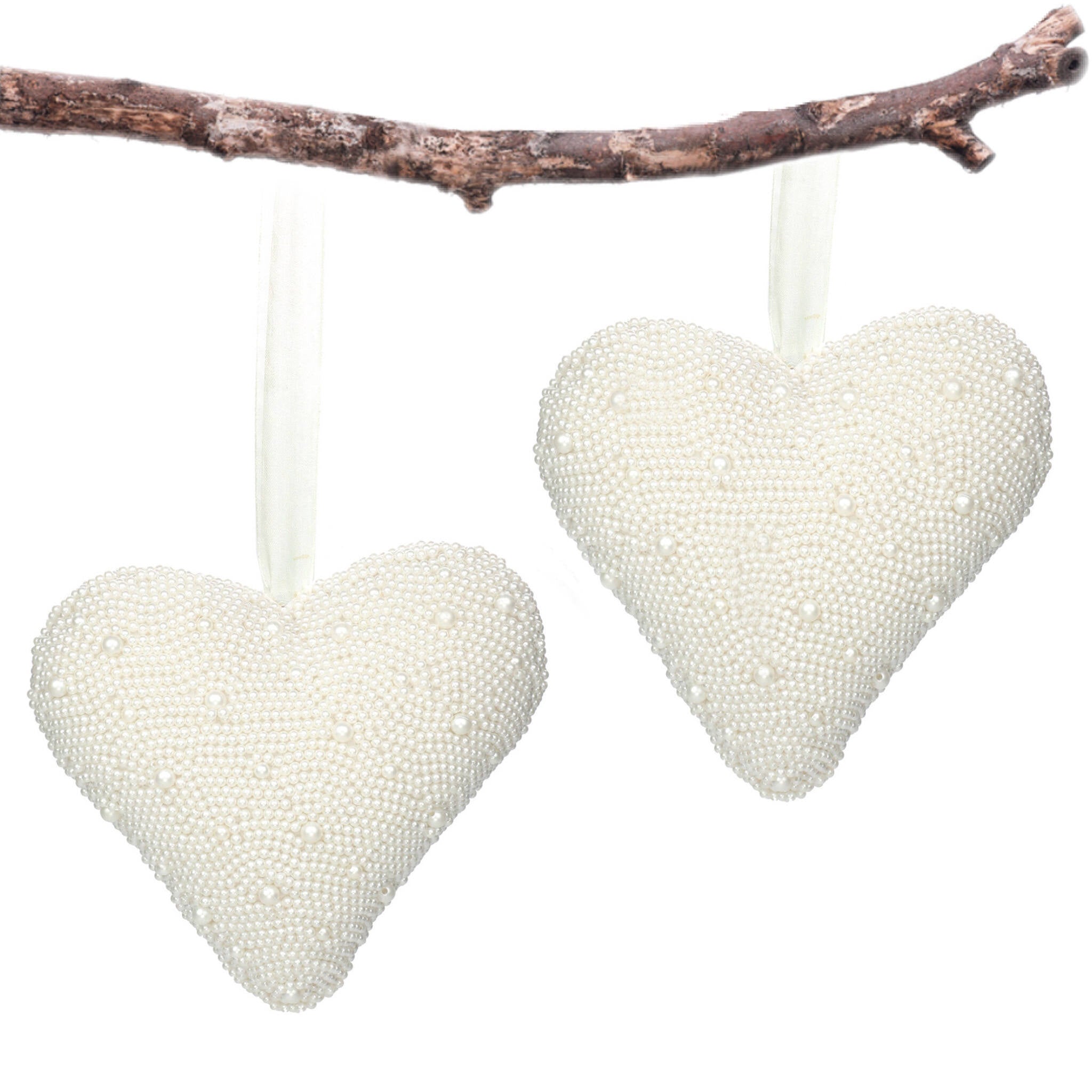 Sugar & Spice Bead Embroidered Plush Hanging in White, Set of 2