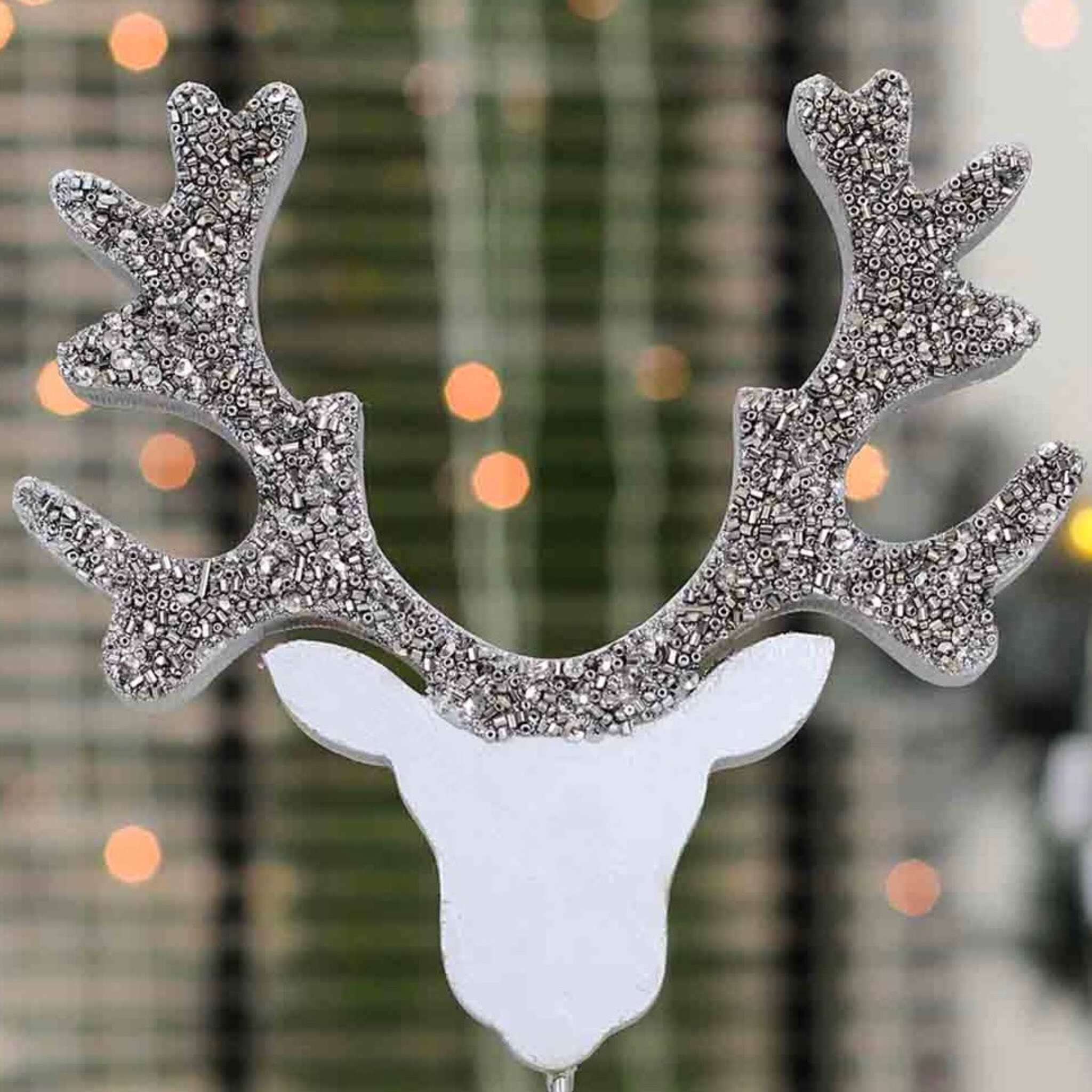 Oh Deer! Wood Sculpture # 1 in Silver