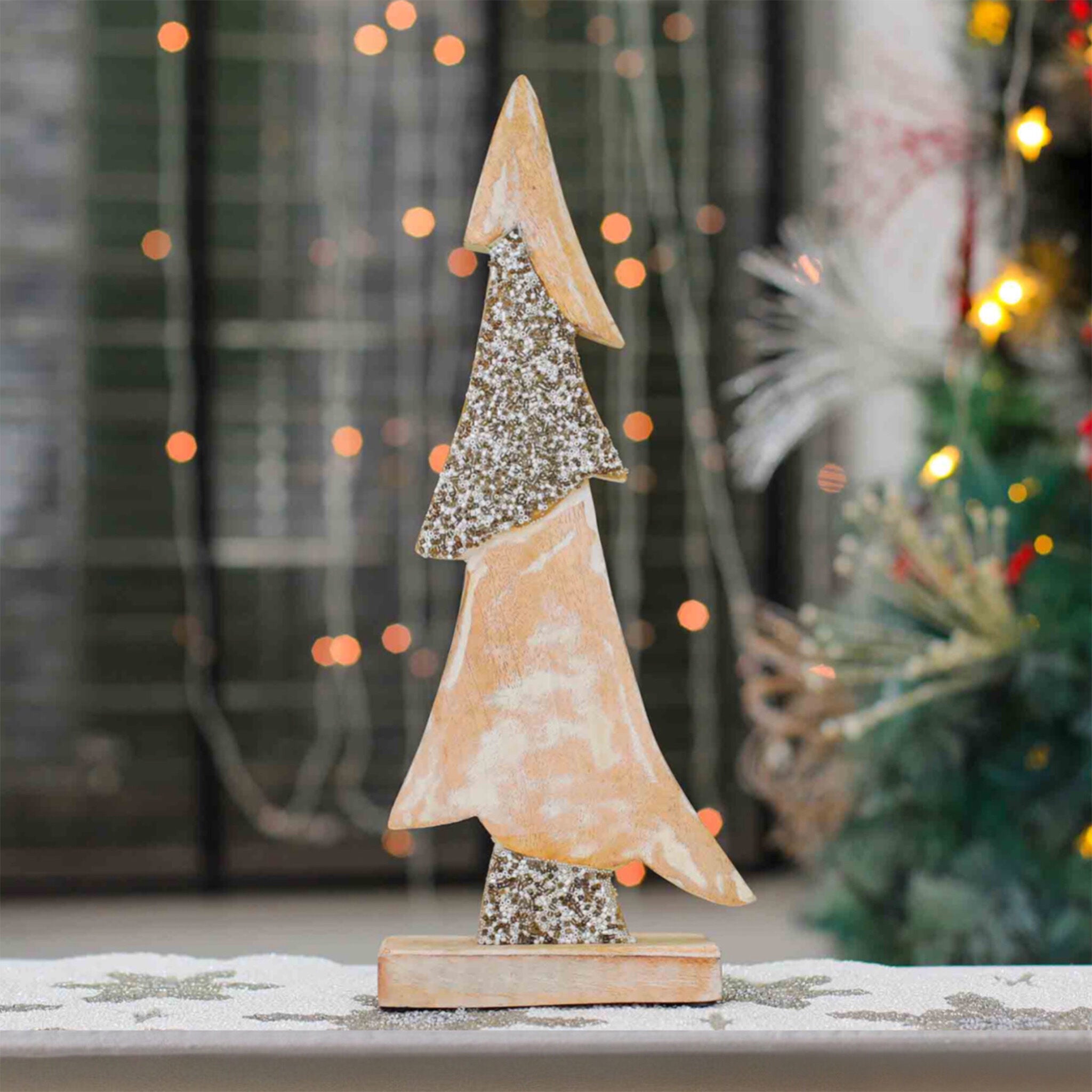 Alpine Christmas Tree in White & Silver