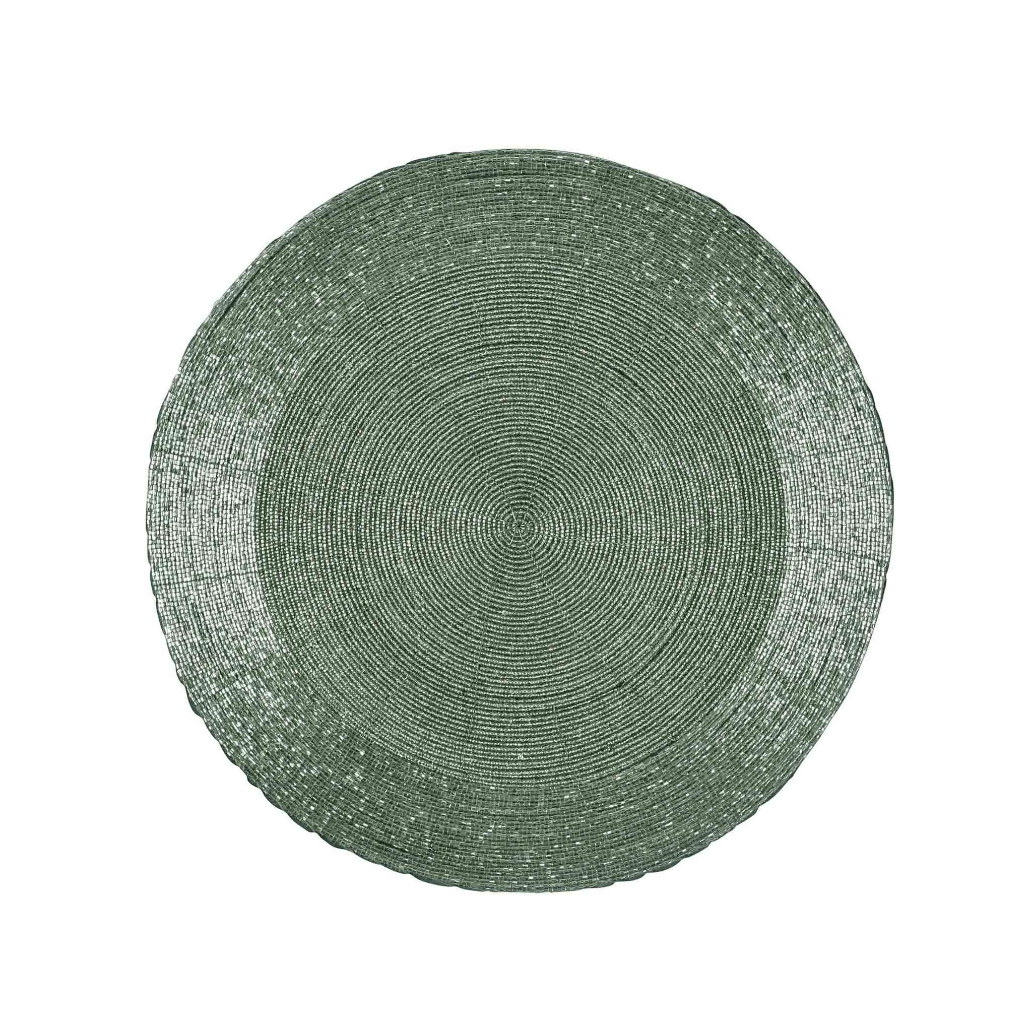 Glass Bead Placemat in Green Two-Tone, Set of 4