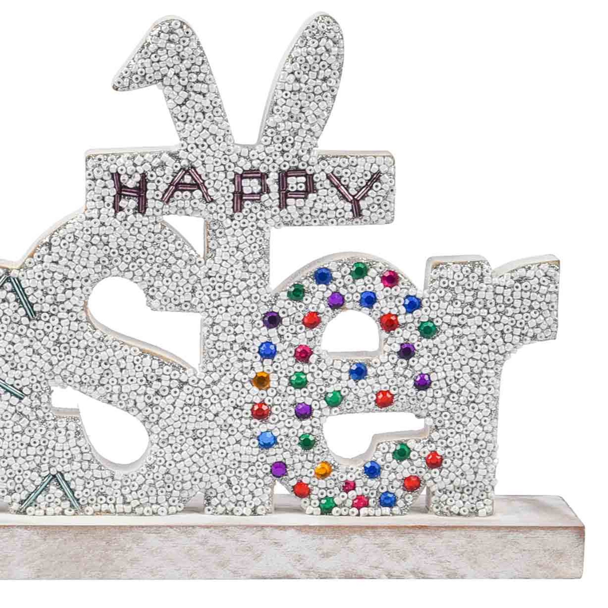 Beaded Wood Sign #Easter Table Decor in White