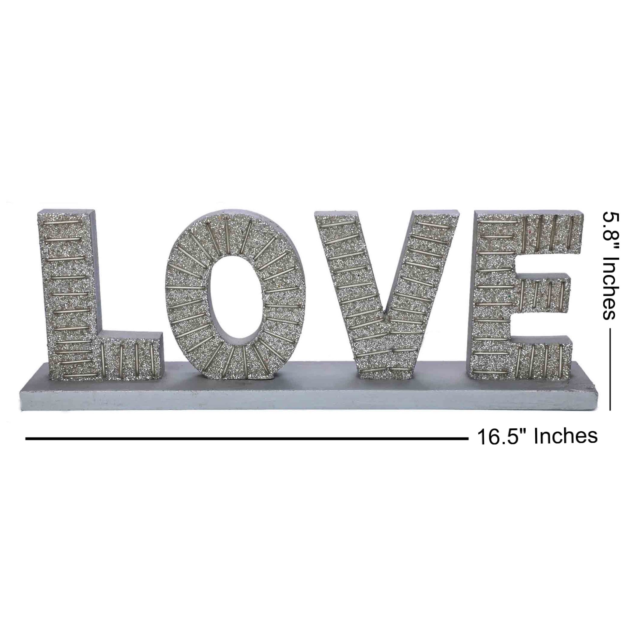 Beaded Wood Sign #Love Table Decor in Silver