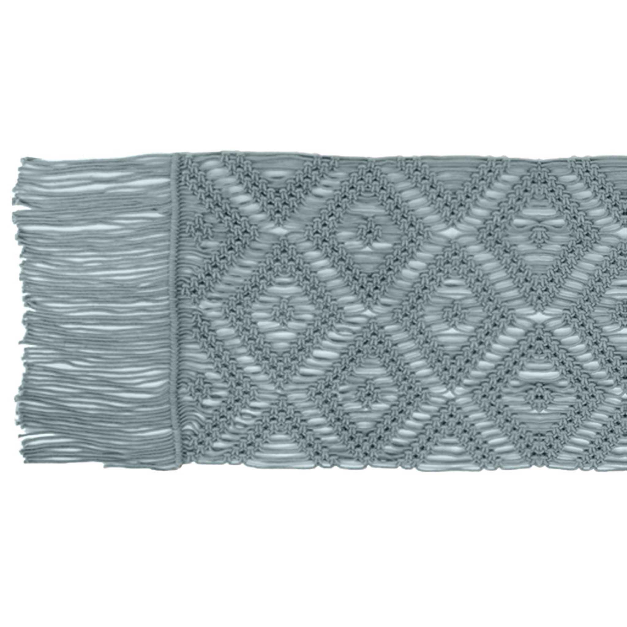 Handmade Cotton Woven Macrame Table Runner in Grey