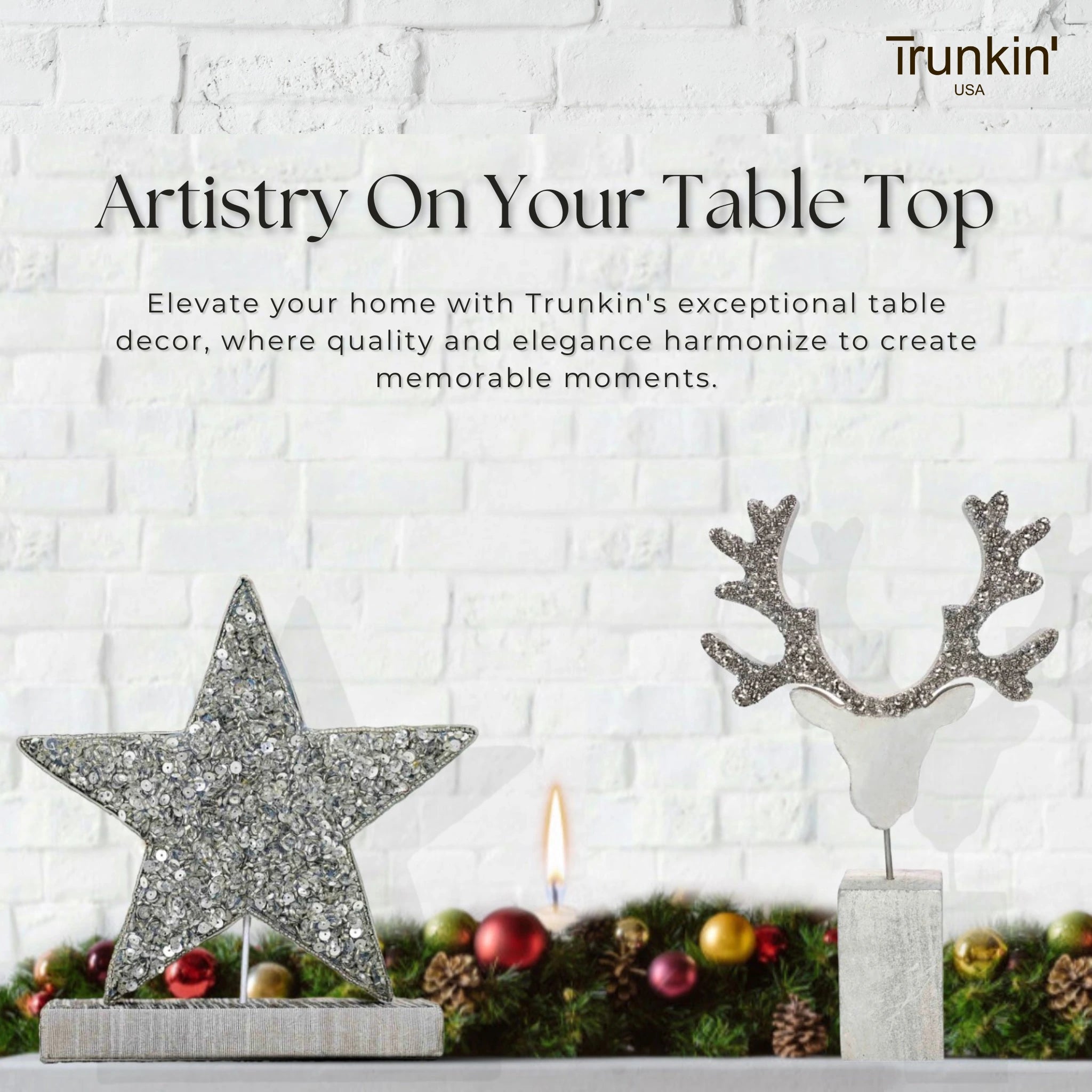 UR A Star Beaded Christmas Table Decor in Silver