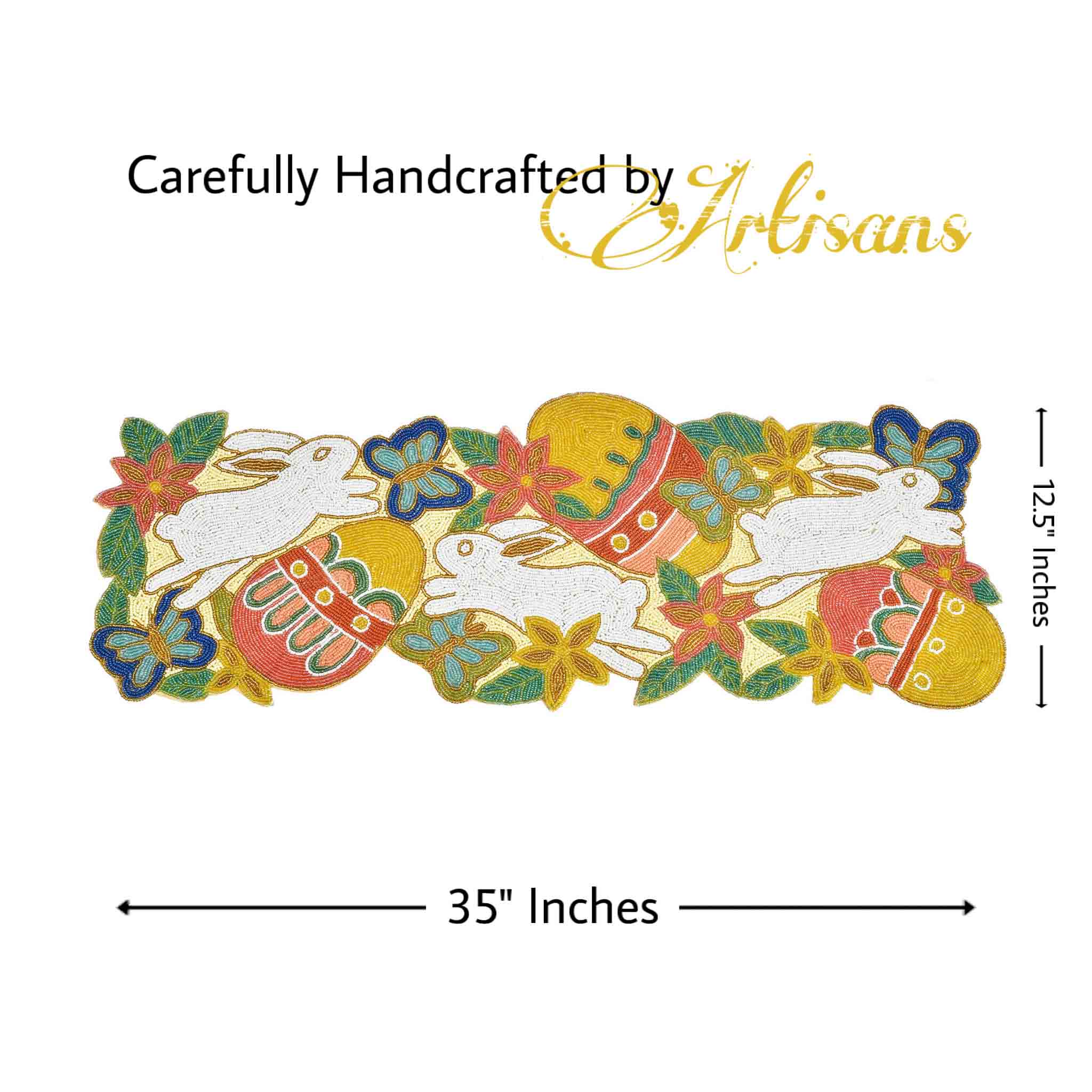 Rascally Rabbits Embroidered Table Runner in Multi
