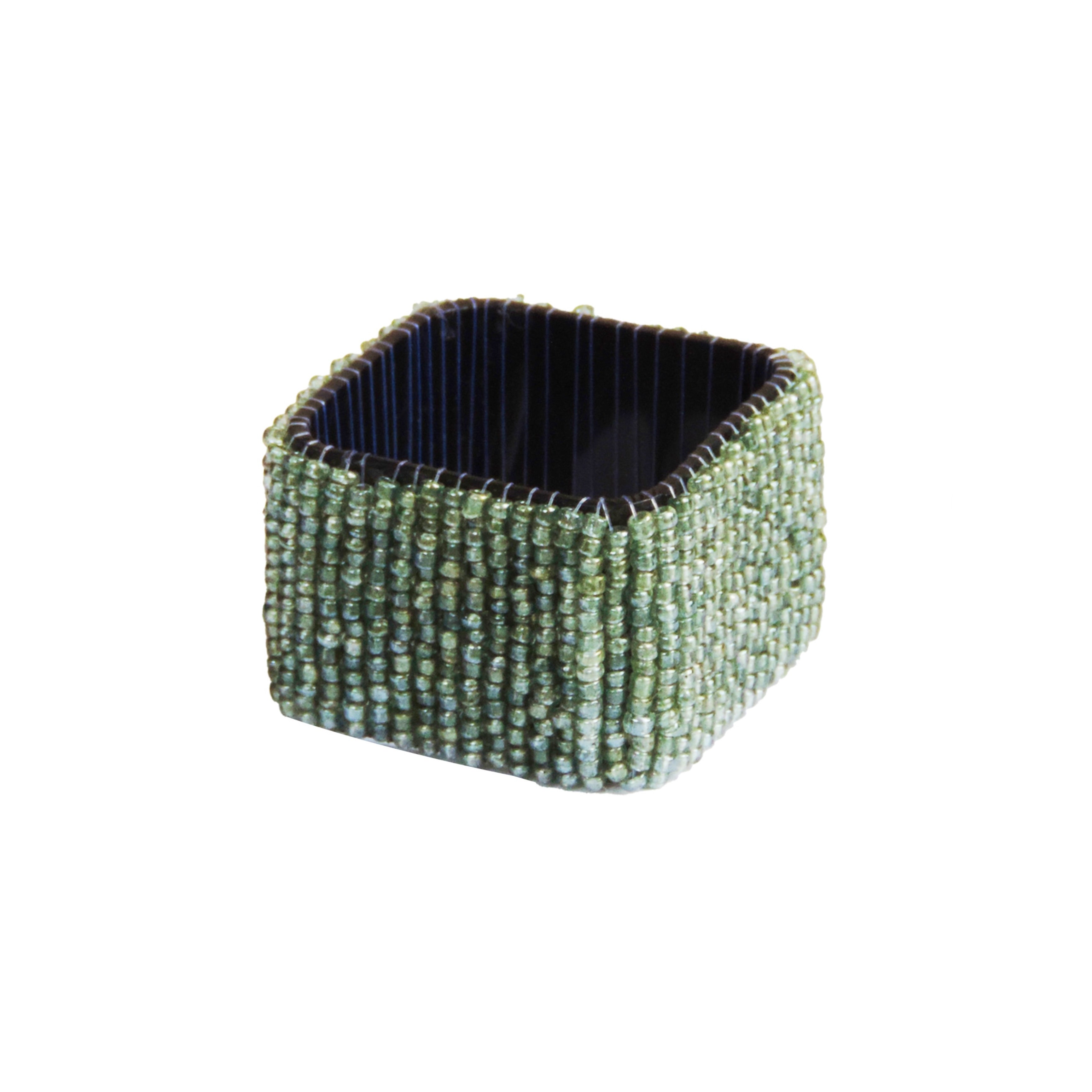 Classic Square Napkin Ring in Green, Set of 4
