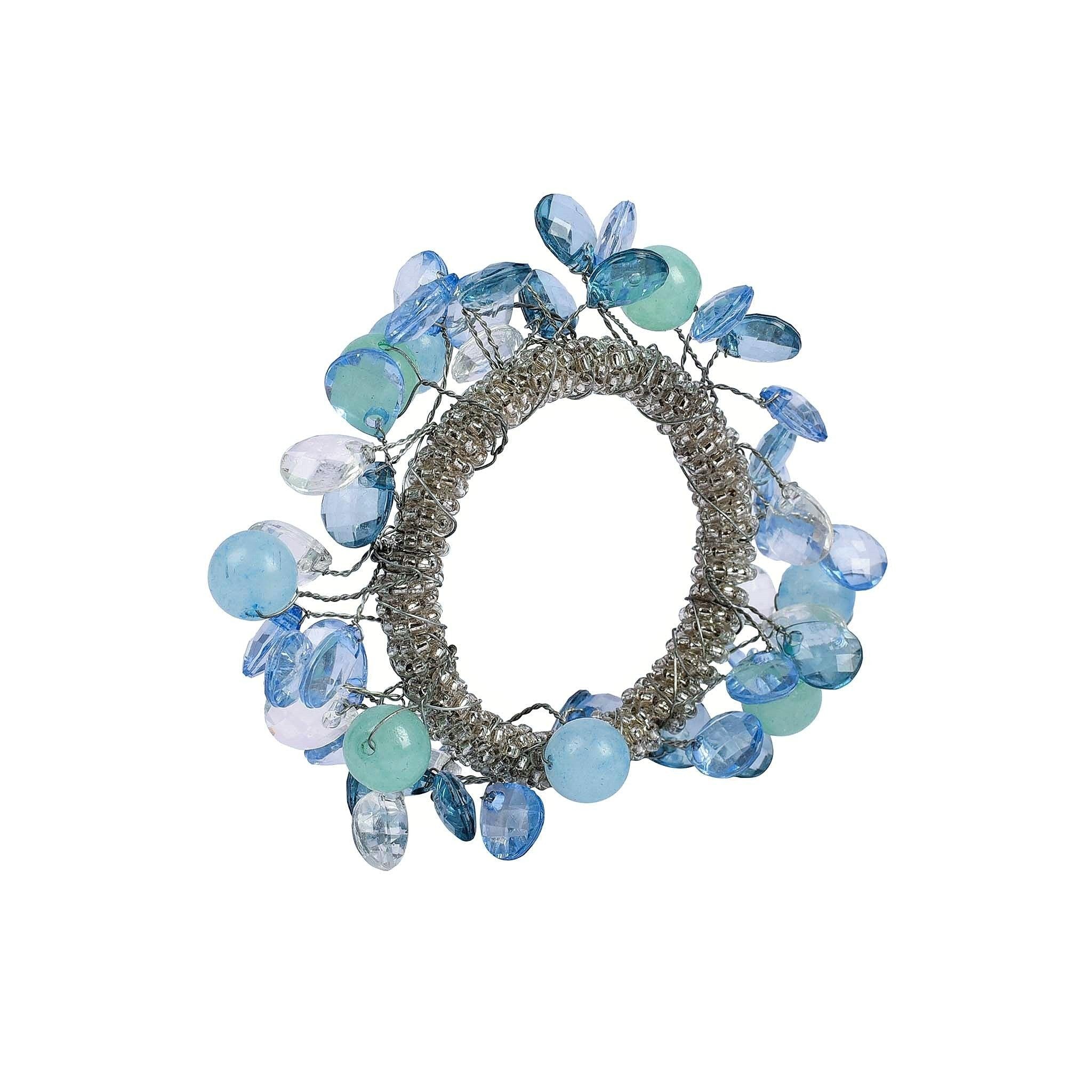 Blue-Chip Beaded Napkin Ring<br>Size: 3.5"x3.5"<br>Set of 4<br>Color: Blue - Trunkin' USA
