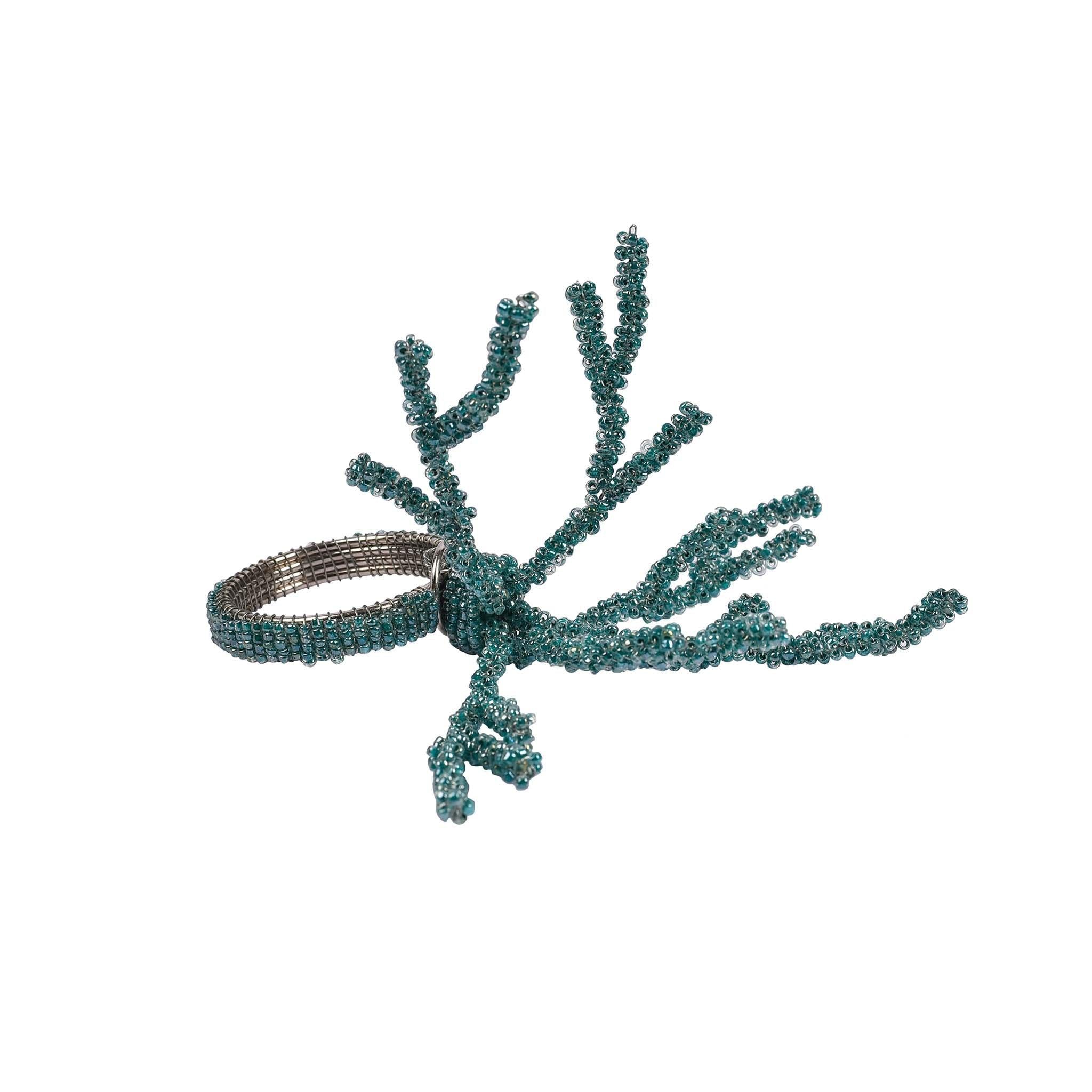 Reef Madness Napkin Ring<br>Size: 1.75"x4.5"<br>Set of 4<br>Color: Aqua - Trunkin' USA