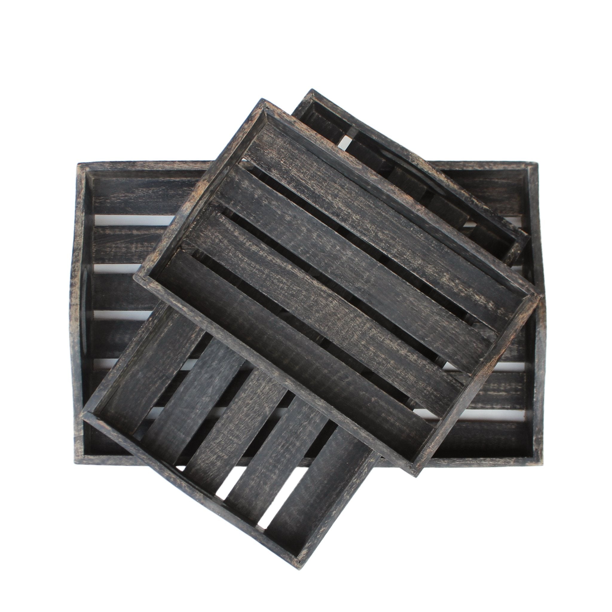 Barn Wood Serving Trays in Charcoal, Set of 3