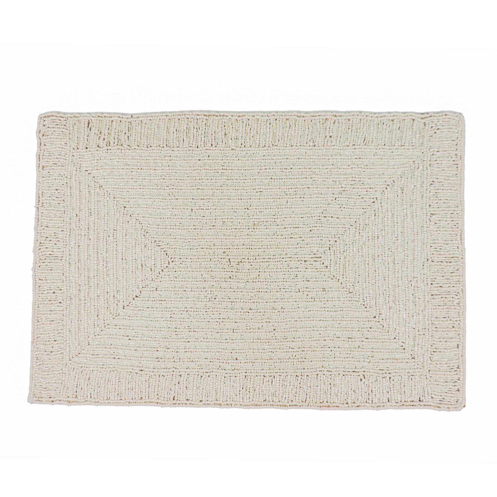 Glass Bead Embroidered Placemat in Off-White, Set of 2