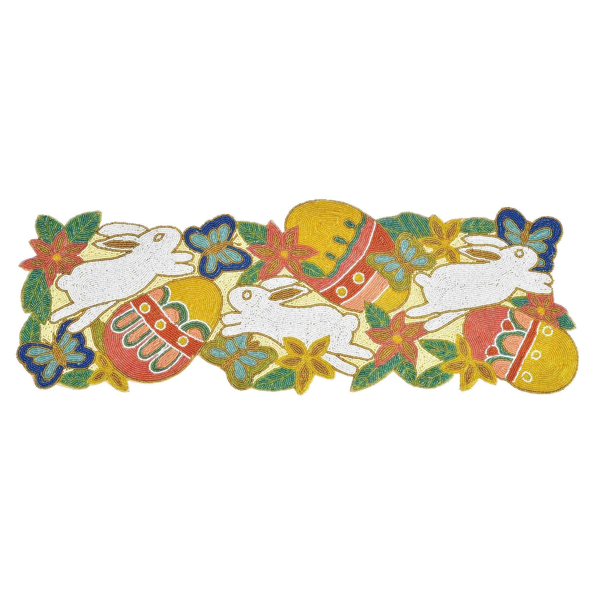 Rascally Rabbits Embroidered Table Runner<br>Size: 35"x12.5"<br>Color: Multi Color: - Trunkin' USA