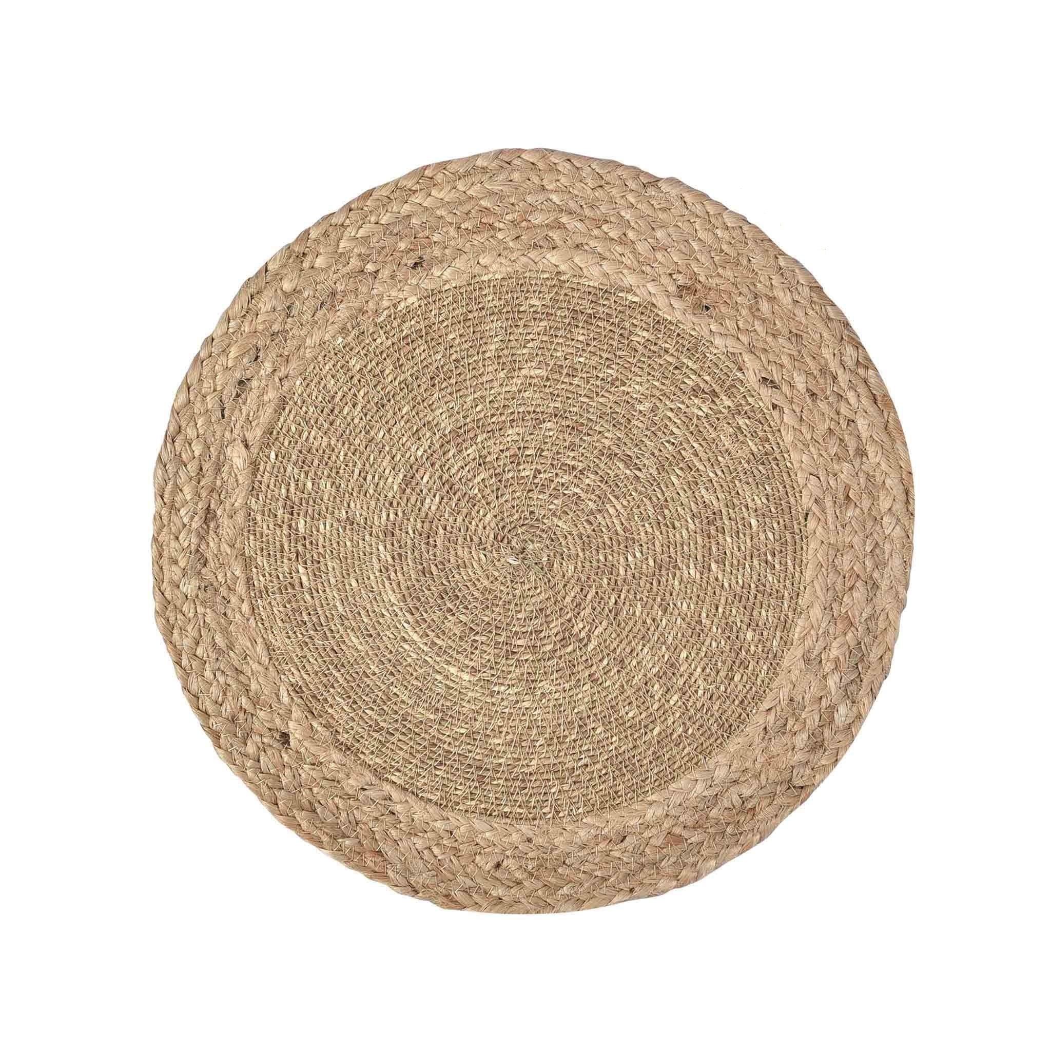 Braided Jute Placemat<br>Size: 13.5" Round<br>Set of 2<br>Color: Natural - Trunkin' USA