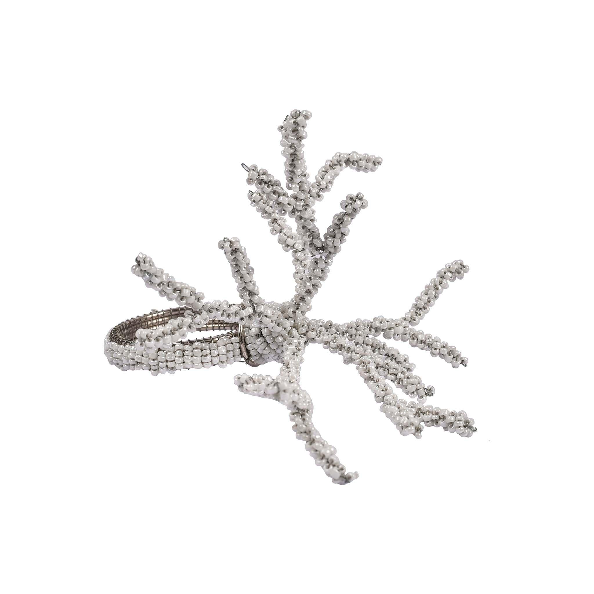 Reef Madness Napkin Ring<br>Size: 1.75"x4.5"<br>Set of 4<br>Color: Luster White - Trunkin' USA