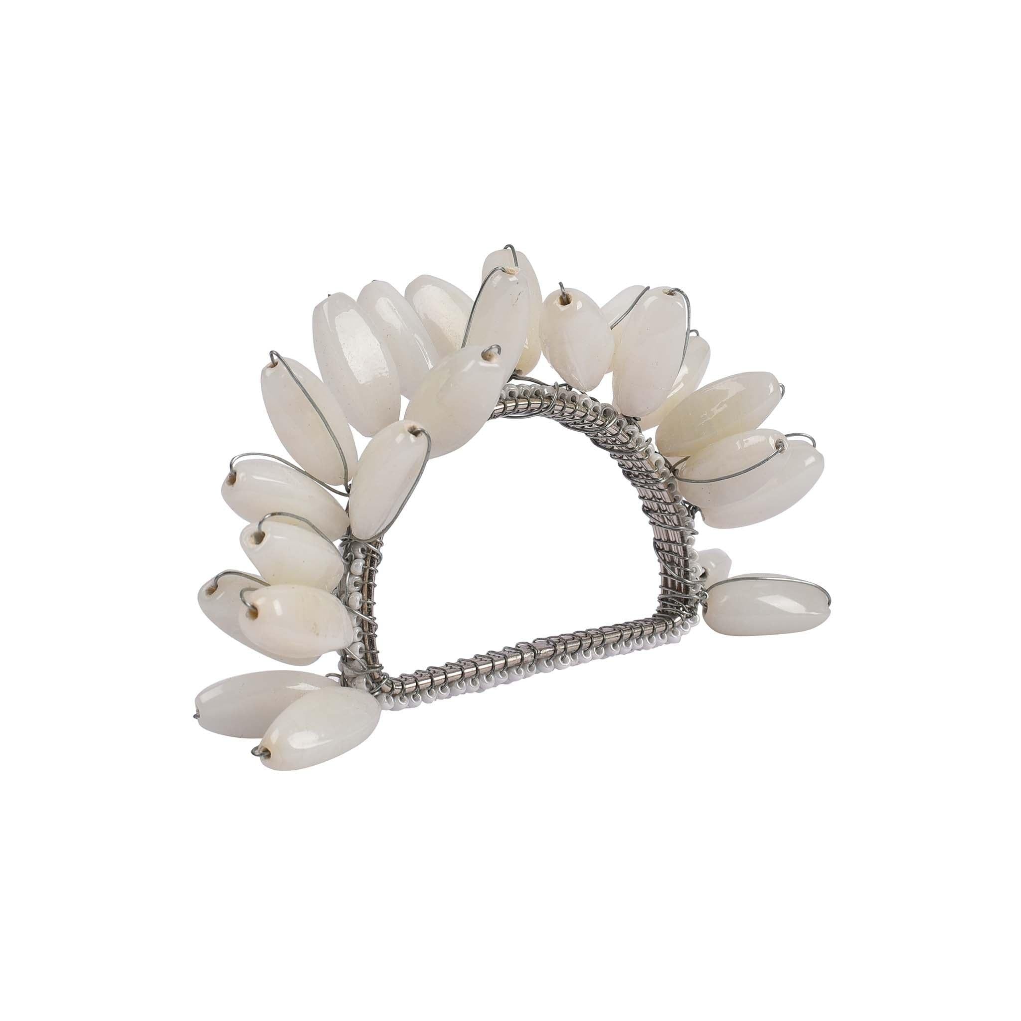 Fan-Out Napkin Ring<br>Size: 4.5"x2.5"<br>Set of 4<br>Color: White - Trunkin' USA
